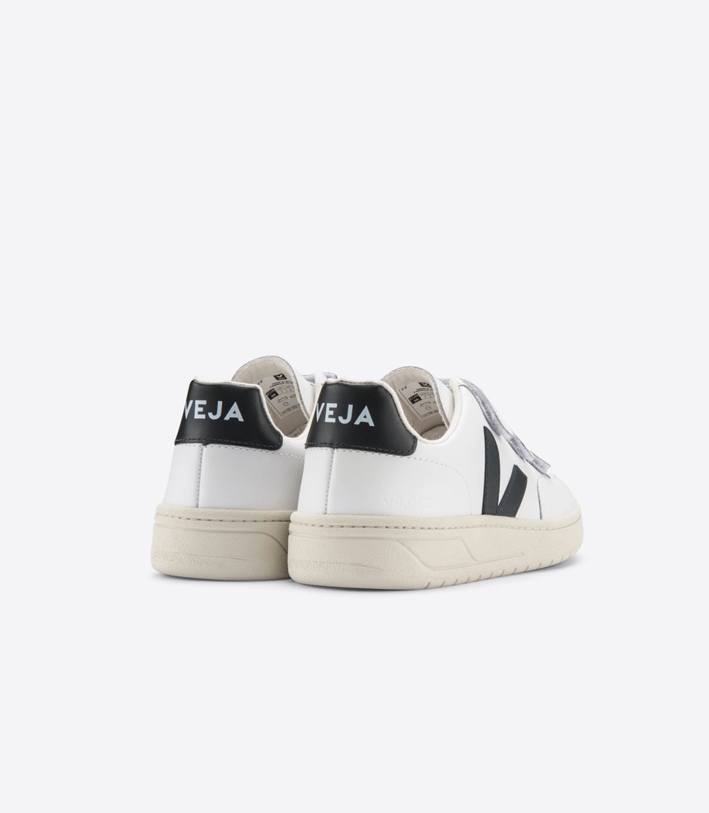 Veja Trainers Mens White/Black - V-lock Leather - DMHE-12745